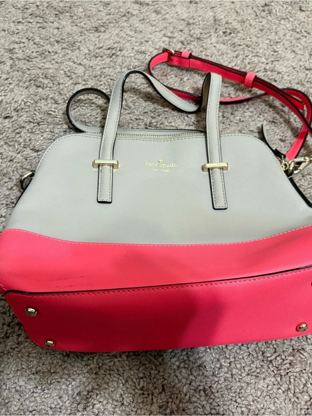 kate spade Cream and Hot Pink Dome Satchel